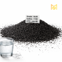Charbon actif de coque de noix de coco certifié NSF/ANSI US Mesh 6x12, valeur d'iode élevée min. 1150, récupération d'or 99 %, pureté 99 %, 25 kg/50 kg