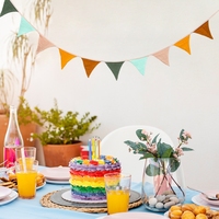Drapeaux en tissu de coton Fanion String Fanion Bunting Décoration festive Drapeaux colorés Triangle lavable Banderole bannière