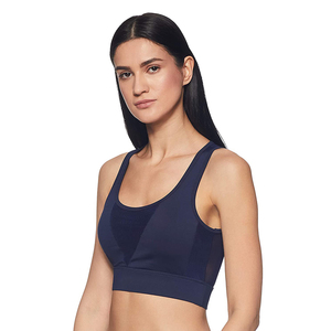 Latest Design Women's Sports <b>Bra</b> with Front Logo Crisscross <b>Straps</b> Mesh Decoration Customizable Design for Fitness Adults - Product Image 3