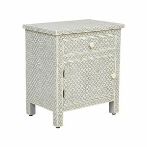 Table à tiroirs en os incrusté de la marque ILAHI, design moderne, détails en agate, rangement à trois niveaux, meuble portable pour la maison - Product Image 5