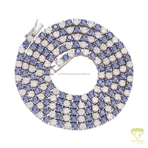 Collar de tenis de moissanita arcoíris vibrante con cadena de dos capas de plata de ley 925, joyería llamativa - Product Image 5