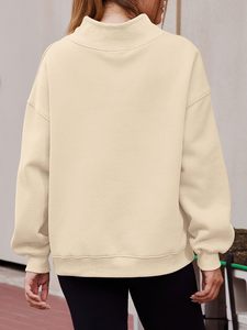 Sudadera Oversize con Cuello Redondo, 100% Algodón, Color Sólido, Tejido de Punto, Manga Regular, Unisex, Invierno, Bordada, Transpirable - Product Image 2