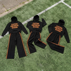Wholesale 100% Cotton Fleece Tracksuit Manufacturer Pullover Hoodie <b>Baggy</b> Sweatpants Set Winter Street Fashion Flare Track Suits - Product Image 3
