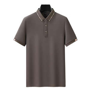 Polo à col rabattu avec bordure côtelée de marque pour hommes et femmes, de haute qualité, vêtements de rue d'été, manches courtes, polos pour hommes - Product Image 5