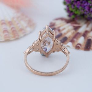 Anillo de Compromiso de Moissanita con Corte Marquesa de 3 Quilates, Plata de Ley 925, 7x14mm, Color D, Anillos de Piedras Preciosas de Lujo para Mujer - Product Image 3