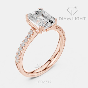 Bague de fiançailles de luxe en or blanc 14 carats avec diamant de laboratoire certifié IGI 2,33 carats, taille émeraude, F+ VS+, pavé - Product Image 4