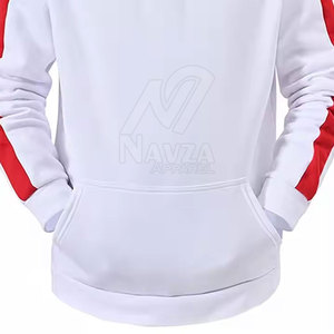 Sudadera con Capucha Blanca NAVZA con Rayas Rojas, Diseño Deportivo de Manga Larga, Transpirable, de Poliéster, Unisex para Adultos, Ropa de Otoño - Product Image 5