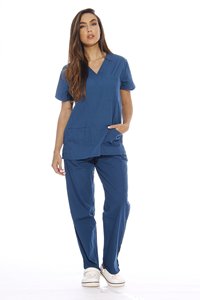 Ensemble de blouses médicales à col en V, uniforme d'hôpital extensible, manches courtes, vêtements de travail pour médecins et infirmières avec poches - Product Image 2