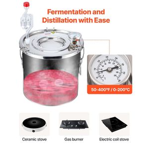 Distillatore di Alcol in Acciaio Inossidabile per Produzione Casalinga con Serpentina in Rame, Kit da 3 Galloni - Product Image 3