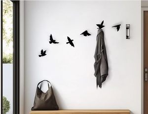 Minimalist <b>Wall</b> Mounted Iron Bird Shape Hooks For Living Room Clothing Hanging - Product Image 2