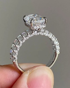 <b>925</b> Sterling <b>Silver</b> Radiant Cut Moissanite Diamond <b>Ring</b> Gift For Wedding & Anniversary - Product Image 1