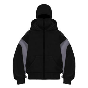 Pasamontañas con cremallera estilo streetwear, 100% algodón polar, con apliques bordados, cálido para invierno, ecológico, unisex, cubre rostro personalizado - Product Image 2