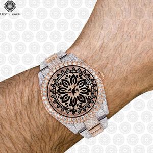 Charm_Jewells Women's Luxury Stainless Steel <b>Watch</b> Round Analog Quartz Dial Sapphire Crystal 40mm <b>Diamond</b> Accents Folding Clasp - Product Image 4