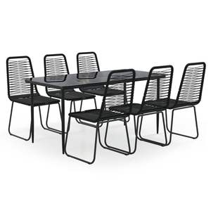 Ensemble de salle à manger de jardin noir avec structure métallique, 6 places, résistant aux intempéries, mobilier d'extérieur au design contemporain - Product Image 2