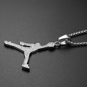 RB Gems Rhodium Plated Moissanite 925 Silver <b>Basketball</b> Player Dunk Pendant Necklace Iced Hip Hop Charm EGL Certified for Men - Product Image 2