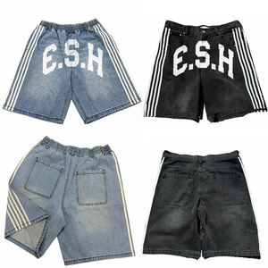 Shorts en denim vintage streetwear pour hommes, impression graphique personnalisée OEM, logo de haute qualité - Product Image 2