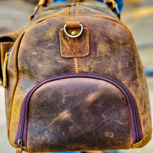 Bolsa de Viaje de Fin de Semana de Cuero Vintage de Lujo para Hombre y Mujer, para Ejercicio, Fitness, Oficina, Viajes Diarios, Gran Capacidad, Cierre de Cremallera - Product Image 1