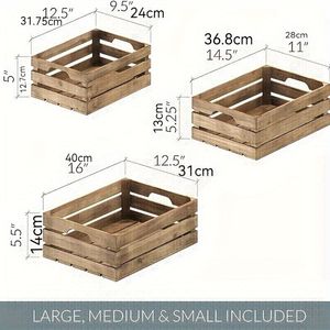 Set di Tre Scatole di Legno Impilabili di Diverse Dimensioni, Contenitori Rustici per Organizzazione Domestica, Collezione Artigianale - Product Image 2