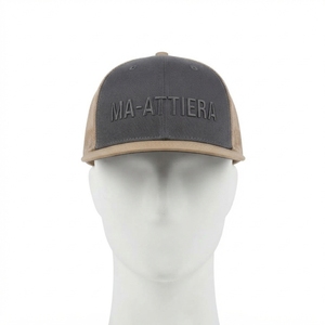 Men's Charcoal Khaki Trucker Cap Custom Embroidered Logo Mesh <b>Back</b> Baseball Hat Adjustable Outdoor Streetwear - Product Image 3