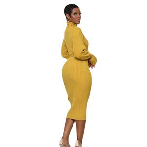 Women's Gold Sweater <b>Dress</b> Elegant Knitted Long Sleeve Pullover <b>Dress</b> Comfortable Casual Winter Fashion Outfit Custom Wholesale - Product Image 3