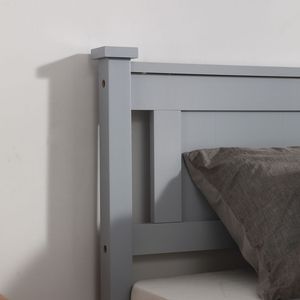 Lit en bois décoratif gris pleine grandeur, design vertical - Product Image 4