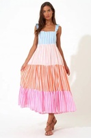 Nouveau design dos nu vêtements d'été multicolore dépouillé sans manches longue Maxi robe de plage pour les femmes plage fête