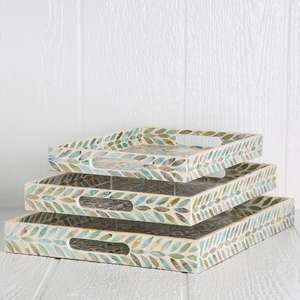 Plateau en nacre en bois, 3 pièces, à prix incroyable, nouveau design, fabrication de plateaux en nacre. - Product Image 5