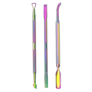 Pousse-cuticules en acier inoxydable pour dissolvant de vernis gel, ensemble de 3 pièces, grattoir à cuticules, outils de manucure pour ongles des mains et des pieds - Product Image 1