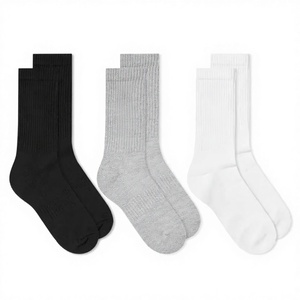 Chaussettes en coton avec logo imprimé, noir, gris, blanc, respirantes, décontractées, pour tous les jours, unisexes, pour adultes, chaussettes tricotées pour le printemps - Product Image 1