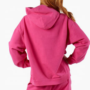 Sweat-shirt rose à capuche pour femme, coupe ample, couleur unie, pull décontracté avec poche, vêtement d'automne - Product Image 3