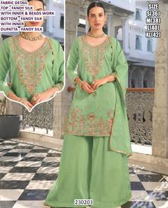 Traje de Diseñador Gulika Bandhani Tradicional Indio de Seda y Chinon, Largo hasta el Suelo, Corte Regular, de Secado Rápido para Mujer, para Bodas y Fiestas - Product Image 2