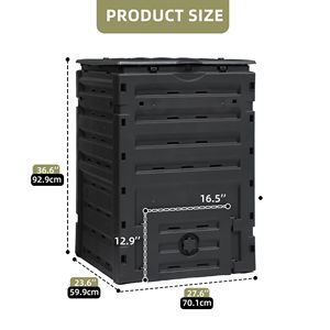 Composteur extérieur de 120 gallons (450 L) avec couvercle à clip et système d'aération, composteur léger pour le jardinage et l'agriculture - Product Image 1