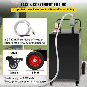 Contenitore per Carburante da 30 Galloni con 4 Ruote e Pompa Manuale per Attrezzature Veicoli Benzina/Diesel - Product Image 6