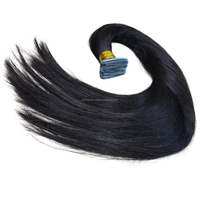 Extensiones de Cabello Humano Natural Virgen Remy de Indonesia, con Cinta Adhesiva, Liso, Negro, de Primera Calidad, Sin Enredos, 100g, Disponible en Todos los Colores
