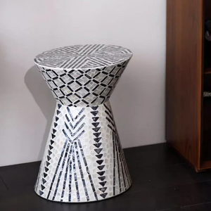 Low MOQ Modern Mother of Pearl <b>Round</b> Side <b>Table</b> <b>Bedside</b> Nightstand for Home Hotel Use from Vietnam Factory - Product Image 3