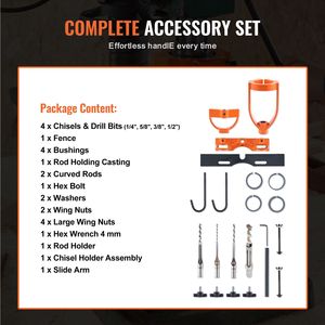 Accessorio per mortasatura per trapano a colonna con 4 punte modello, set di scalpelli per fori quadrati, localizzatore per trapano da banco, utensili per tenoni per la lavorazione del legno - Product Image 4