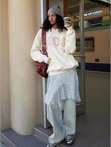 เสื้อฮู้ดโอเวอร์ไซส์ลายกราฟิกสำหรับผู้หญิง สไตล์ Y2K ปักลายดอกไม้ พิมพ์ลายตัวเลข เสื้อฮู้ดแบบสวมหัว ยูนิเซ็กส์ ดีไซน์ทันสมัย ออกแบบเองได้ ปี 2025 - Product Image 3