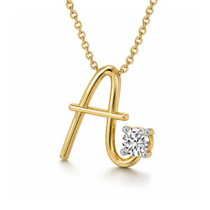 Minimal Round Cut Lab Grown Diamond <b>Pendant</b> With Initial A Letter Design Necklace Crafted From 10k/14k <b>Solid</b> <b>Gold</b> Jewelry - Product Image 4