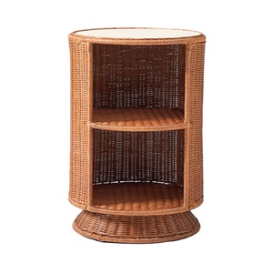 Handwoven Rattan <b>Storage</b> <b>Side</b> <b>Table</b> Dark Finish Open Shelf Handmade Eco Friendly Sustainable Furniture Wholesale Bulk Supplier - Product Image 1