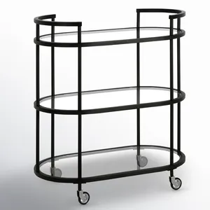 Chariot de service de luxe en métal fait main pour hôtel, chariot roulant moderne avec roues pour restaurant, banquet, mariage, fête, céramique écologique - Product Image 3