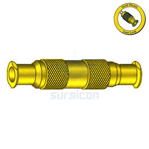 Adaptador de Transferencia Quirúrgico de Acero Inoxidable con Conexión Luer Lock de 3 cm / 1-1/4 Pulgadas, Acabado Dorado, para Jeringas y Liposucción - Product Image 1