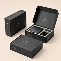 Boîte d'expédition en carton ondulé personnalisée, boîtes d'expédition noires avec logo pour l'emballage de produits électroniques, boîte en carton avec insert