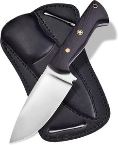 Cuchillo de Piel de Acero Inoxidable EDC de Hoja Fija con Mango de Madera Wenge y Funda de Cuero, OEM, Full Tang, para Bushcraft, Camping y Uso General - Product Image 1