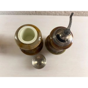 Molinillo de Especias Vintage de Mármol con Tapa Plateada, Ecológico, Duradero, Hermético, de Grado Alimenticio, Manual, con Ajuste de Grosor para Hierbas y Especias - Product Image 2
