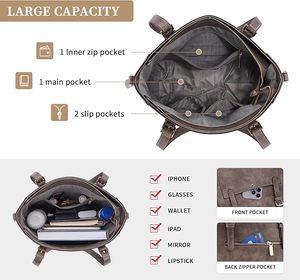 Sac à main élégant en cuir véritable pour femme, personnalisable avec logo, sac fourre-tout pour femme, bandoulière à trois sangles, doublure en toile pliable, OEM - Product Image 4