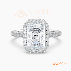 925 Sterling <b>Silver</b> <b>Emerald</b> Cut Moissanite Halo Engagement <b>Ring</b> Luxury Bridal Jewelry Gift Women USA Trend - Product Image 5