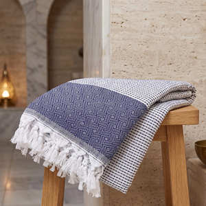 Toalla de Playa Decorativa con Flecos, Tejida 100% Algodón, Fouta, Antiarena, para Viaje, Peshtemal Premium, Proveedor Artesanal B2B - Product Image 1