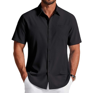 Chemise habillée à manches courtes pour homme, chemise boutonnée décontractée sans plis avec poche poitrine pour le bureau, le travail, les voyages et le quotidien - Product Image 6