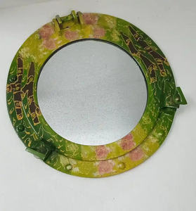 Miroir mural décoratif rond artisanal, cadre en résine artistique violette fini - Product Image 3
