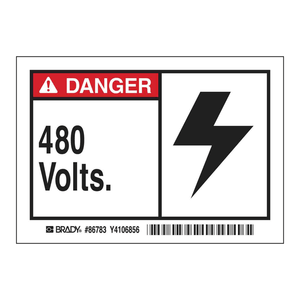 Étiquette autocollante en PVC durable « Danger 480 Volts » pour la sécurité électrique haute tension - Product Image 2